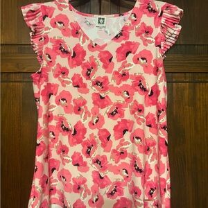 Anne Klein Pink and Black Floral Top